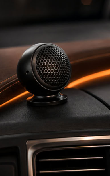 Dezent integrierter Hochtöner für klare und präzise Höhen als Bestandteil eines hochwertigen Soundsystems.