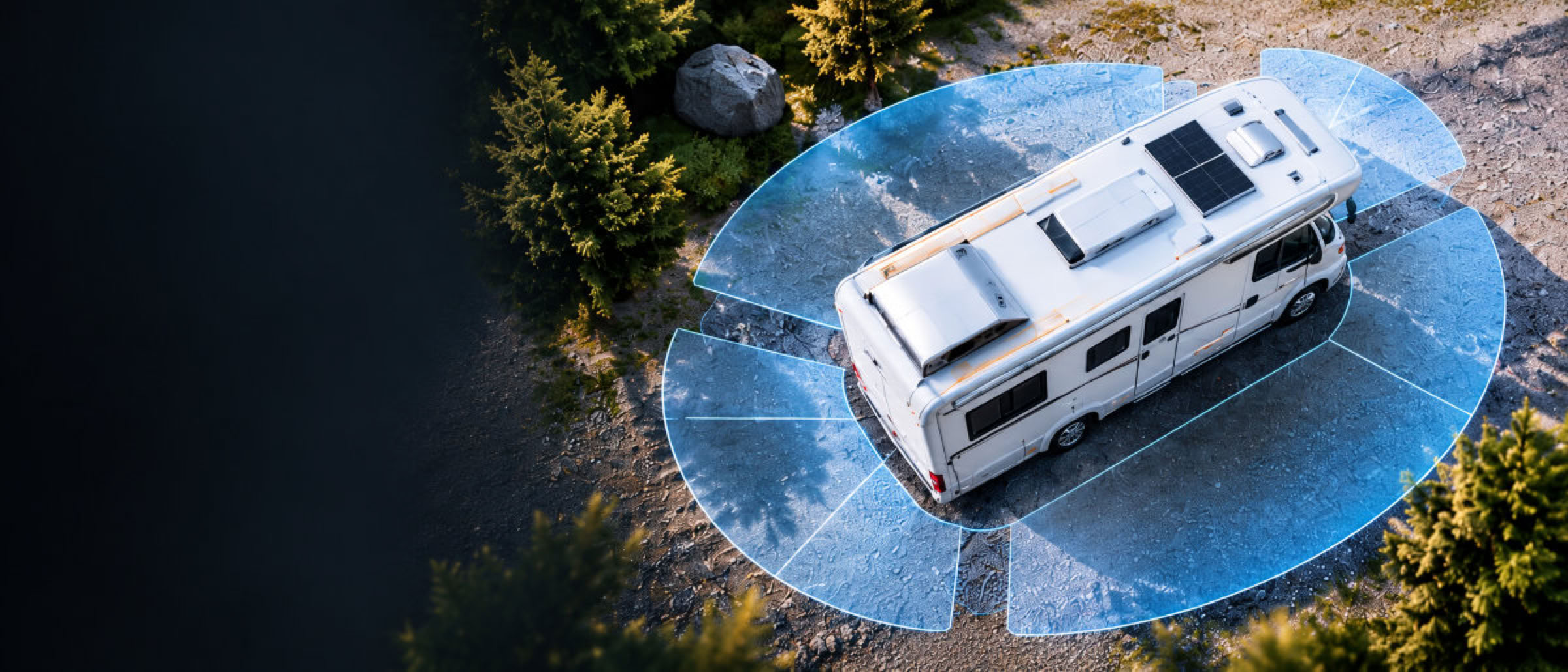 360° BirdView Kamerasystem für Wohnmobile und Reisemobile mit Rundumsicht für sicheres Rangieren und Manövrieren.