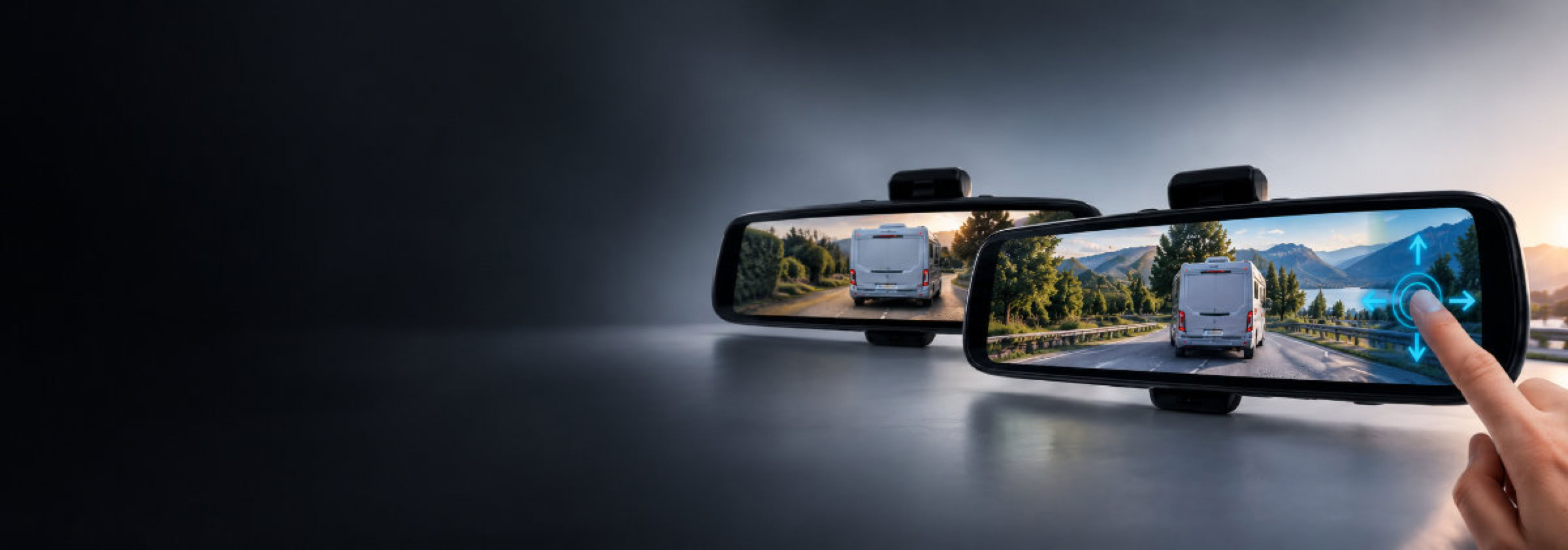 Digitale Monitor-Rückspiegel vom einfachen Kameramonitor bis zum hochauflösenden System für Campervans und teilintegrierte Wohnmobile.