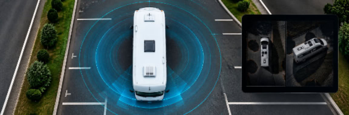 360° BirdView Kamerasystem für Wohnmobile und Reisemobile mit Rundumsicht aus der Vogelperspektive für sicheres Rangieren und Einparken.
